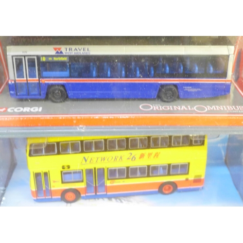 666 - Eleven Corgi Bus Operators of Britain and Original Omnibus die-cast buses, all boxed