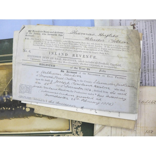 713 - A box of ephemera and indentures