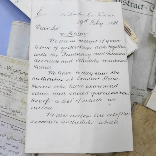 713 - A box of ephemera and indentures