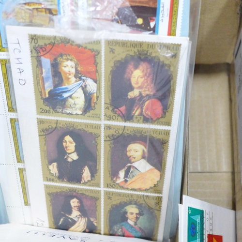 724 - Stamps; a box of stamps, covers, catalogues, etc.
