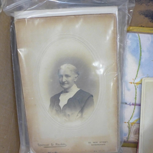 741 - Paper ephemera; a box of comics, photograph albums, greetings cards, etc., mainly 1900-1940