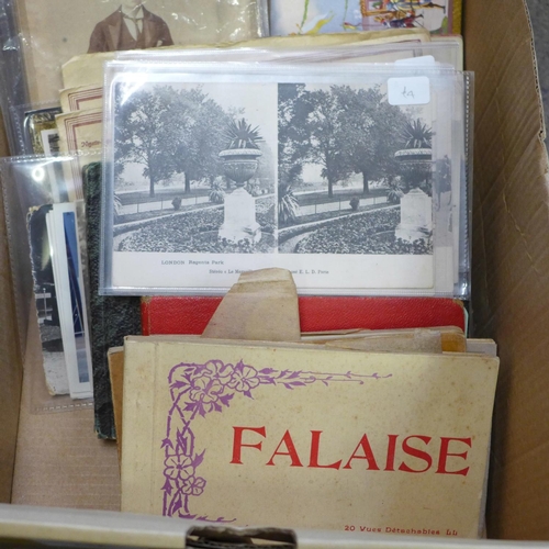741 - Paper ephemera; a box of comics, photograph albums, greetings cards, etc., mainly 1900-1940