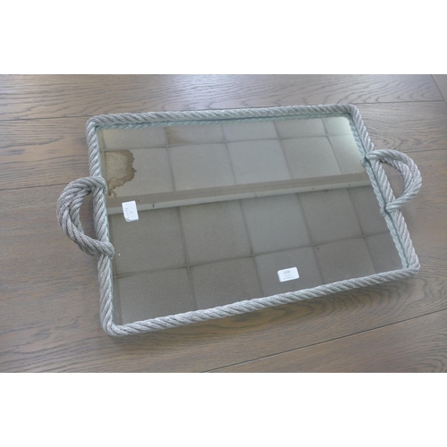 1569 - A silver rope twist two handled mirrored tray (19043025)   #