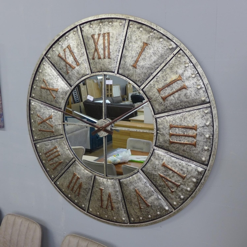 1630 - A hammered industrial mirrored clock with copper detail (1857758)   #