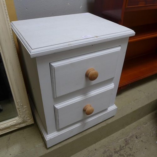 1874 - A white painted two drawer bedside table