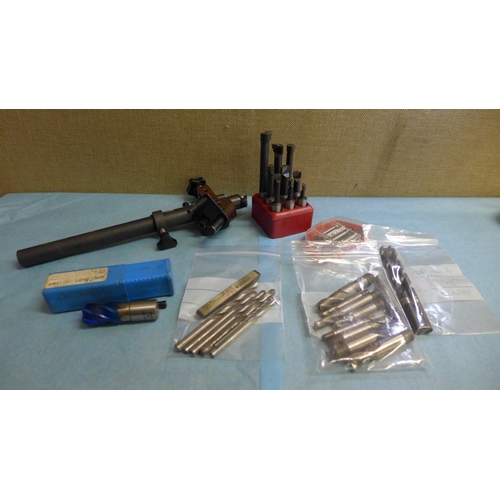 2001 - Drill grinding attachment, Unibore cutter drills, milling cutters & 9 pce set boring bars