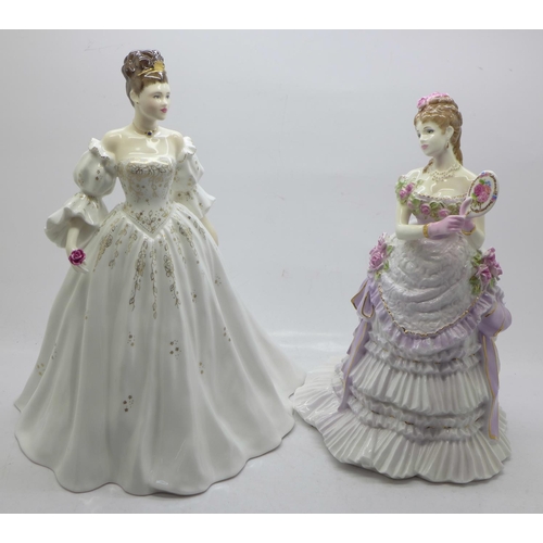 605 - Two Royal Worcester figures, Christina and Splendour at Court, with certificates