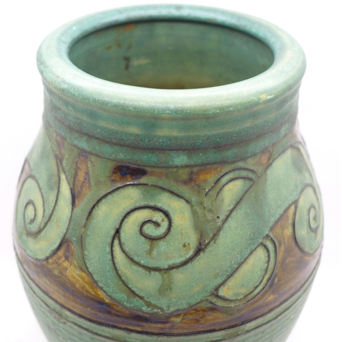 612 - A 1930's Bourne Denby Danesby Ware vase, 22cm