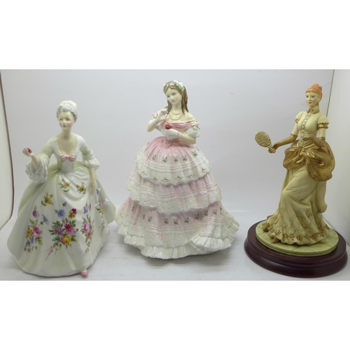 613 - Two Royal Doulton figures, Diana and Red Red Rose and a Victorian Lady figurine