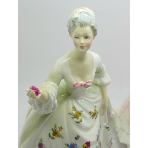 613 - Two Royal Doulton figures, Diana and Red Red Rose and a Victorian Lady figurine