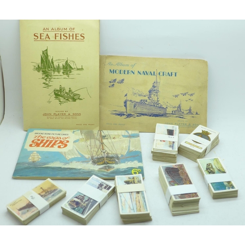618 - Cigarette cards; ten sets of cigarette and trade cards on a maritime theme, including Wills Celebrat... 