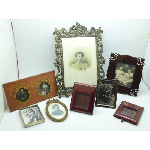 619 - A collection of eight photograph frames including one Victorian and three Edwardian
