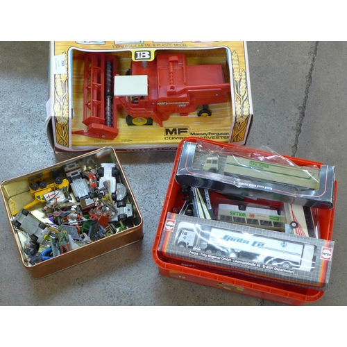 788 - A Britains Combine Harvester, Britains figures, Matchbox and Herpa model lorries