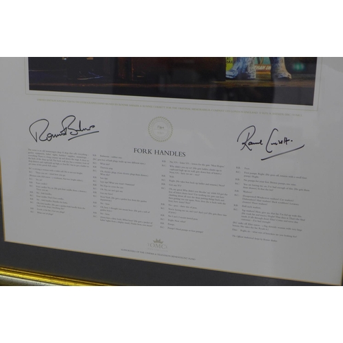 793 - A signed mounted and framed limited edition lithograph, including the sketch script, Ronnie Corbett ... 