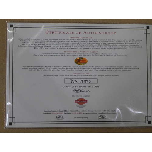 794 - Film and TV celebrity signatures including Steven Seagal, Kate Blanchett with certificate of authent... 