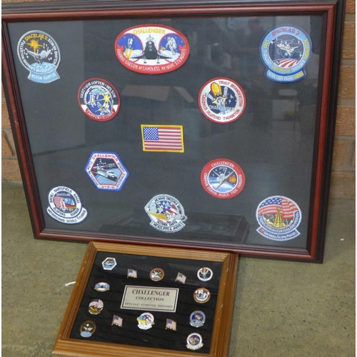 799 - Fourteen special limited edition Challenger enamel badges and ten Challenger and space related fabri... 