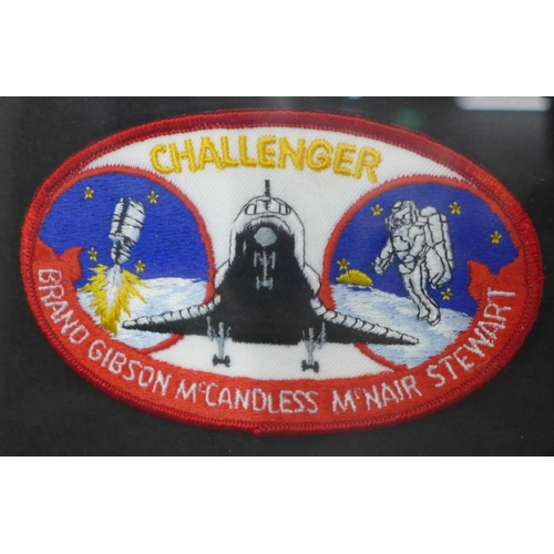 799 - Fourteen special limited edition Challenger enamel badges and ten Challenger and space related fabri... 