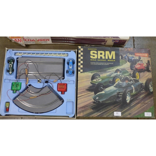 801 - A SRM Scale Raceway Models Grand Prix electric slot car racing game and a Matchbox Lane Changer game... 