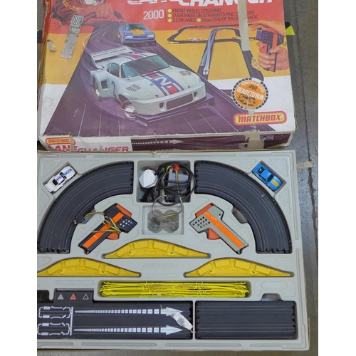 801 - A SRM Scale Raceway Models Grand Prix electric slot car racing game and a Matchbox Lane Changer game... 