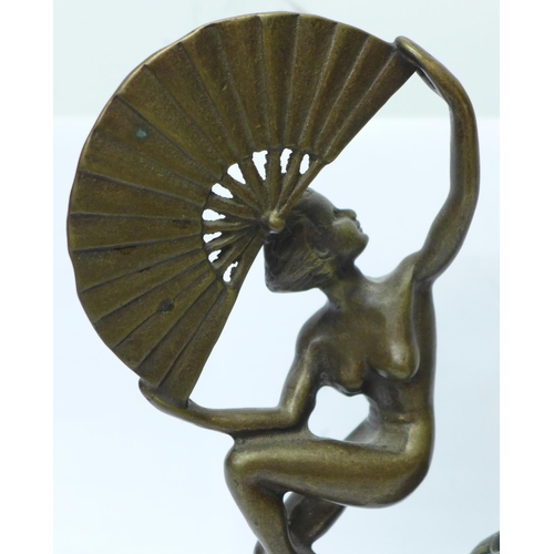 804 - A brass Art Deco style figure and a metal bust of the Duke of York