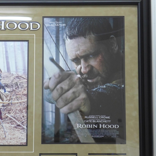 807 - A signed Russell Crowe photograph and other photographs from Robin Hood, mounted and framed with cer... 