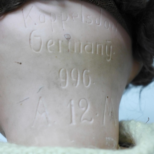 812 - An Armand Marseille doll, open/close eyes, tremble tongue, with AM996 backstamp