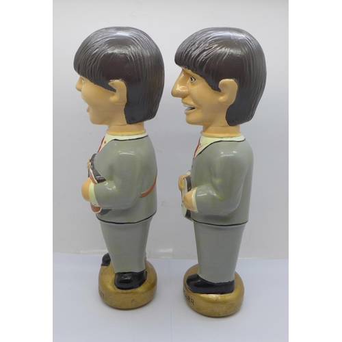 827 - The Beatles pot figures, Paul McCartney and Ringo Starr, stamped NEMS 1965 to the base, Paul McCartn... 