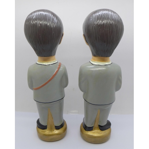 827 - The Beatles pot figures, Paul McCartney and Ringo Starr, stamped NEMS 1965 to the base, Paul McCartn... 