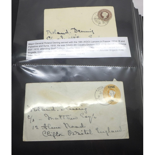 841 - India; 1900-08 album of 120+ covers all sent from India to Roland Dening (later Major General Roland... 