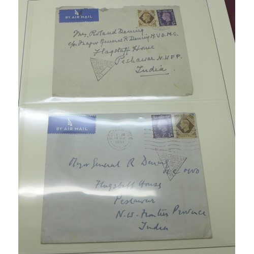 842 - India; album with 50+ covers 1940-1943 all sent from Great Britain and all to Major General Roland D... 