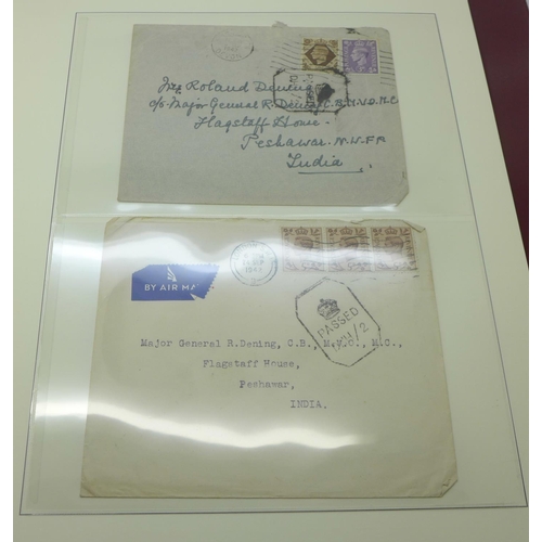 842 - India; album with 50+ covers 1940-1943 all sent from Great Britain and all to Major General Roland D... 