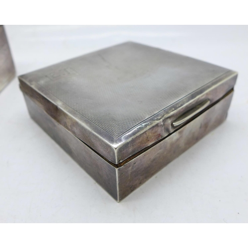 846 - A silver cigarette box and one other cigarette box, a/f