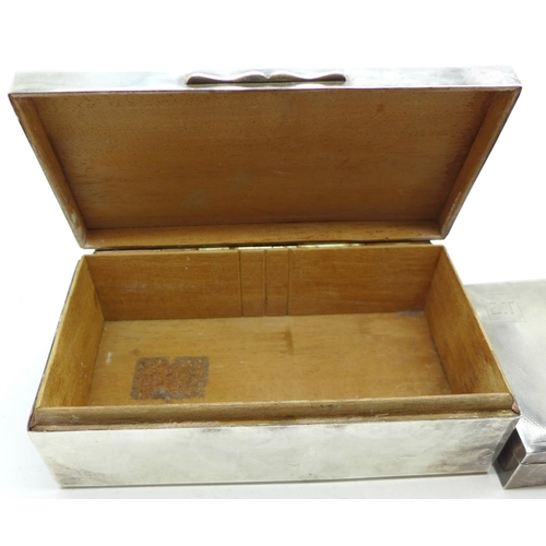 846 - A silver cigarette box and one other cigarette box, a/f