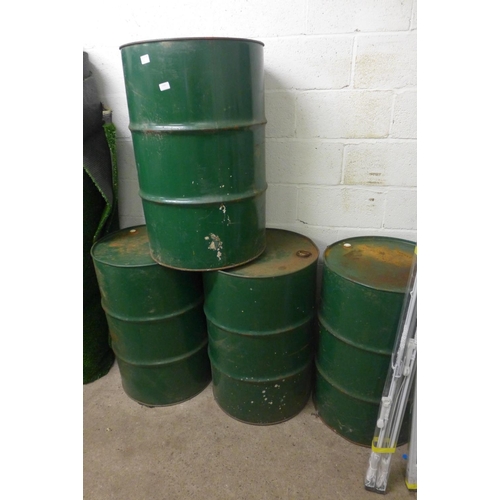 2473a - 4 green metal oil drums