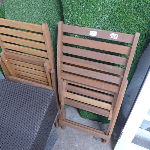 2440 - 2 Wooden folding garden chairs - unused