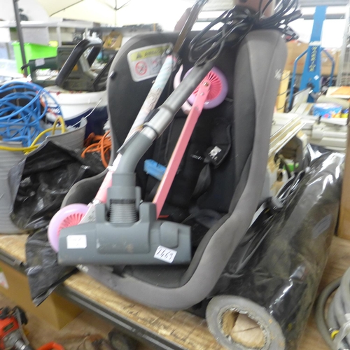 2469 - Joie child's car seat, child's scooter, Goodmans stick vacuum cleaner