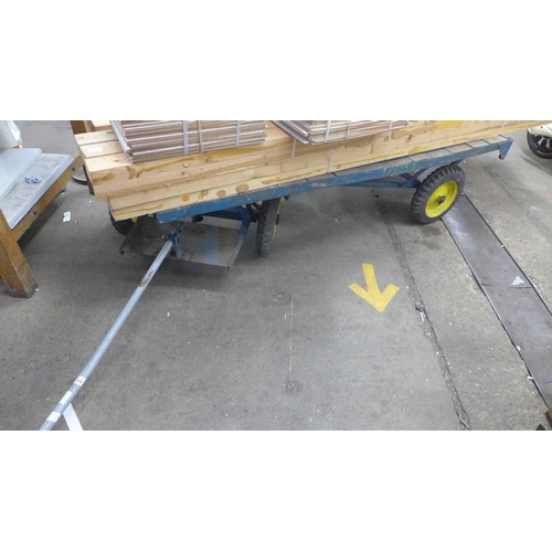 2504 - 4 Wheel flatbed trolley with handle - size approx. 6' x 2'6