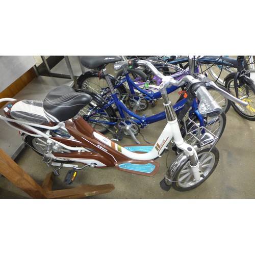 2406 - Mei Ling 48 volt electric bike (brown/white), c/w battery, charger & keys - requires conversion atta... 