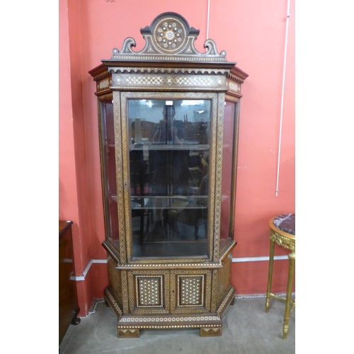 60 - A Moorish inlaid mahogany splay front side cabinet