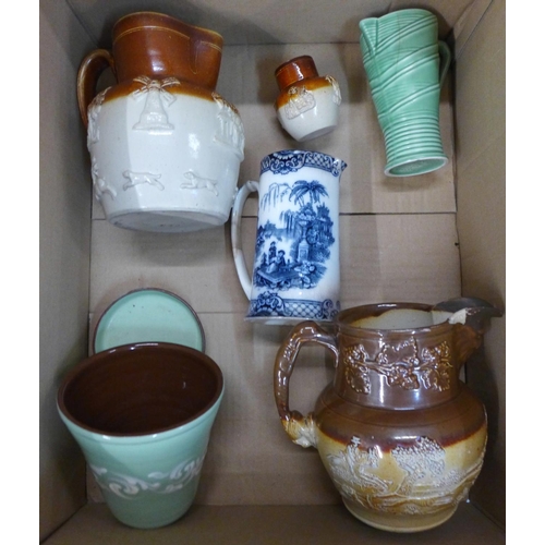 1189 - Three stoneware jugs, a Sylvac jug, etc. **PLEASE NOTE THIS LOT IS NOT ELIGIBLE FOR POSTING AND PACK... 