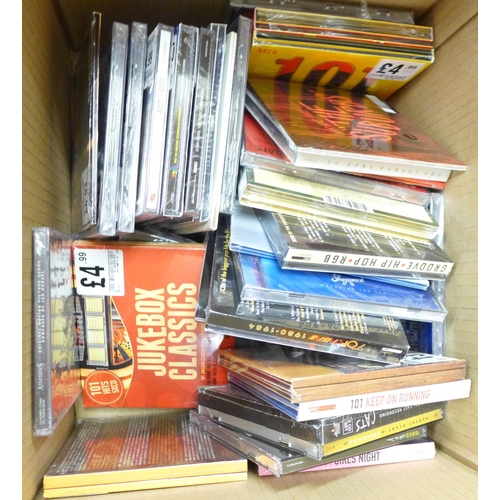 743 - CDs, ex shop stock shrink wrapped (49) includes The Beatles, Who, Rolling Stones, Robert Plant, U2, ... 