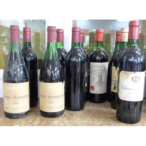 792 - Ten bottles of red wine, 1970's and 1980's, including Chateau La Tour, 1970 Gevrey Chambertin (2), (... 