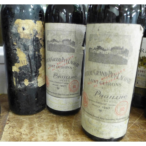 793 - Six bottles of red wine from the 1960's including Chateau Grand Puy Lacoste, (2), Maison M. Doudet-N... 