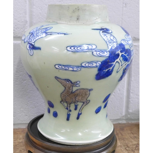 806 - A Japanese vase decorated with deer, a/f