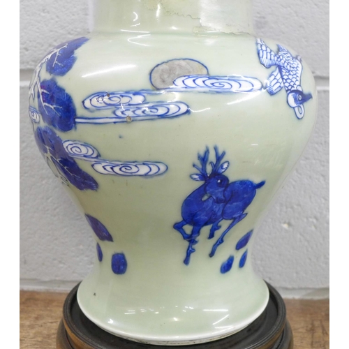 806 - A Japanese vase decorated with deer, a/f