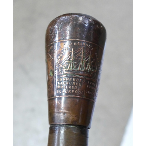 815 - A walking stick made with copper from HMS Foudroyant, (1798), after 'breaking up'