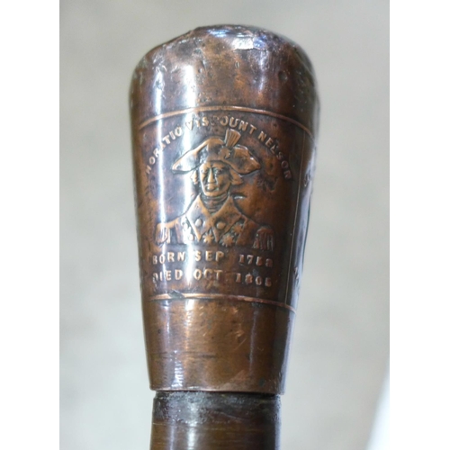 815 - A walking stick made with copper from HMS Foudroyant, (1798), after 'breaking up'