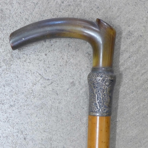 816 - A malacca walking cane with inscription dated 1900