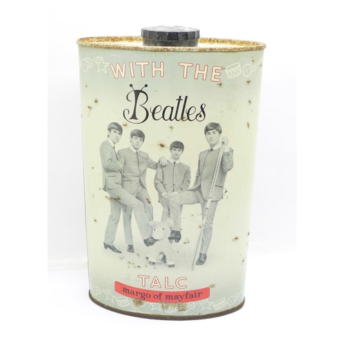 837 - The Beatles;- a 1960's talc tin with talc