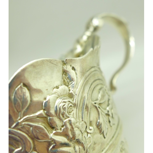 848 - A white metal jug, a/f, 197g, (weighted)